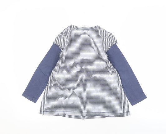 Next Girls Blue Striped Dress Shirt 4-5 Years