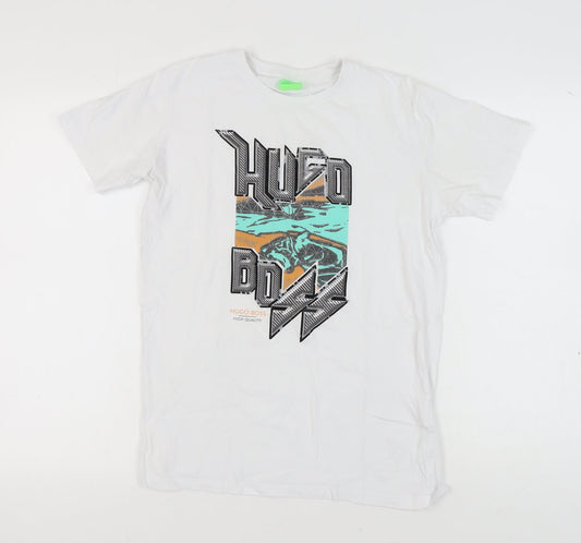 Hugo Boss Men's White Graphic Print T-Shirt, Size S