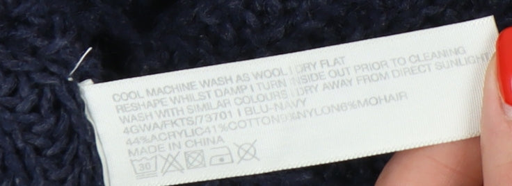 FatFace Women's Blue Open-Knit Pullover Jumper Size 10