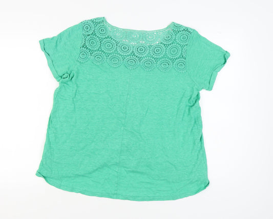 Lands' End Women's Green Linen Tee, Petites L