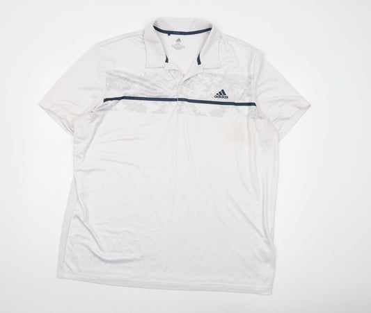Adidas Men's White 2XL Polo Shirt Short Sleeve