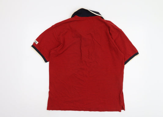 Pringle Faldo Men's Red Striped Polo XL Cotton Short Sleeve