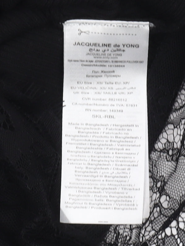 Brand and care label for Jacqueline de Yong Women's Black XS jumper