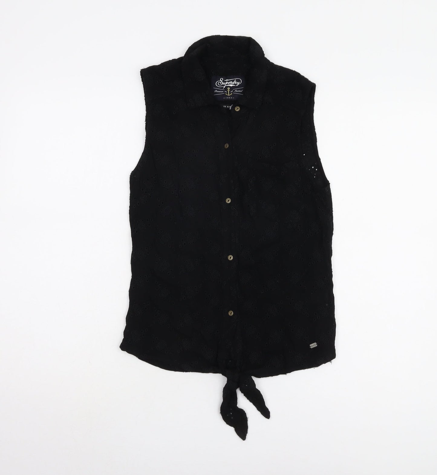 Superdry Women's Black XS Sleeveless Button-Up Shirt