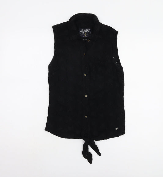 Superdry Women's Black XS Sleeveless Button-Up Shirt