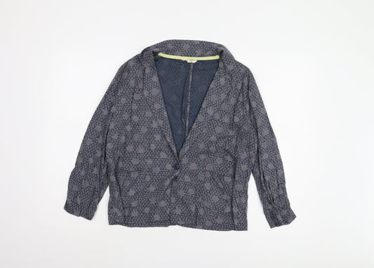 White Stuff Women's Blue Floral Blazer - Size 10