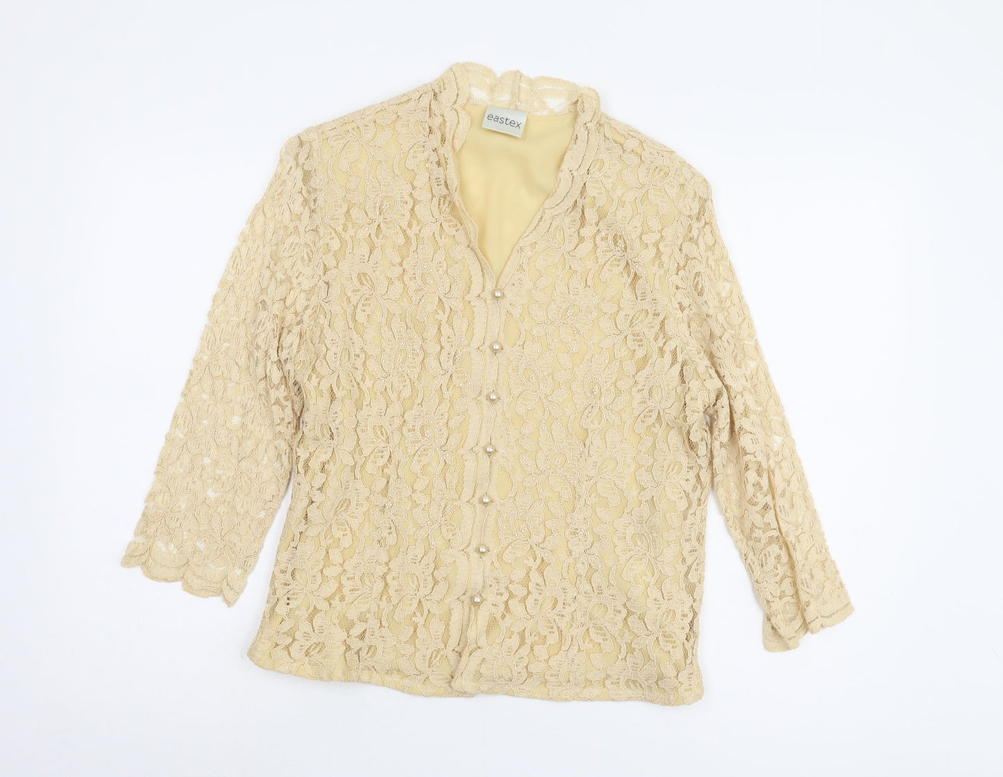 Eastex Women's Beige Lace Blouse, Size 12, Elegant Formal