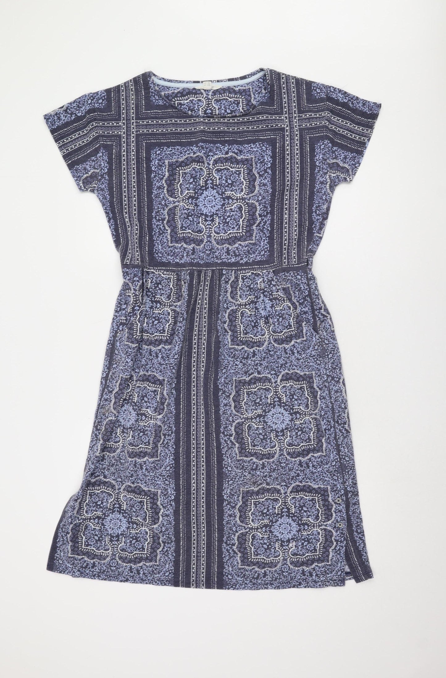 White Stuff Women's Blue Dress UK 10 Geometric Pattern