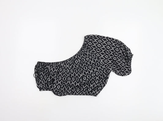 Banana Republic Women's Black Geometric Cropped Top - Size S