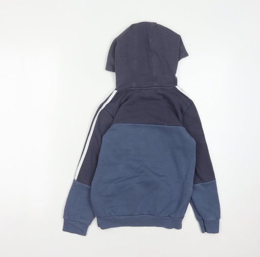 Adidas Boys Blue Pullover Hoodie XS Colourblock