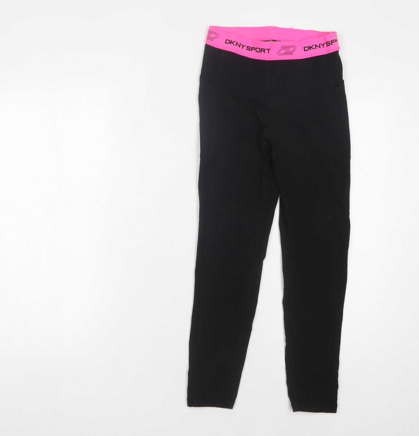 DKNY Women Black Sport Leggings XS Elastic Waist