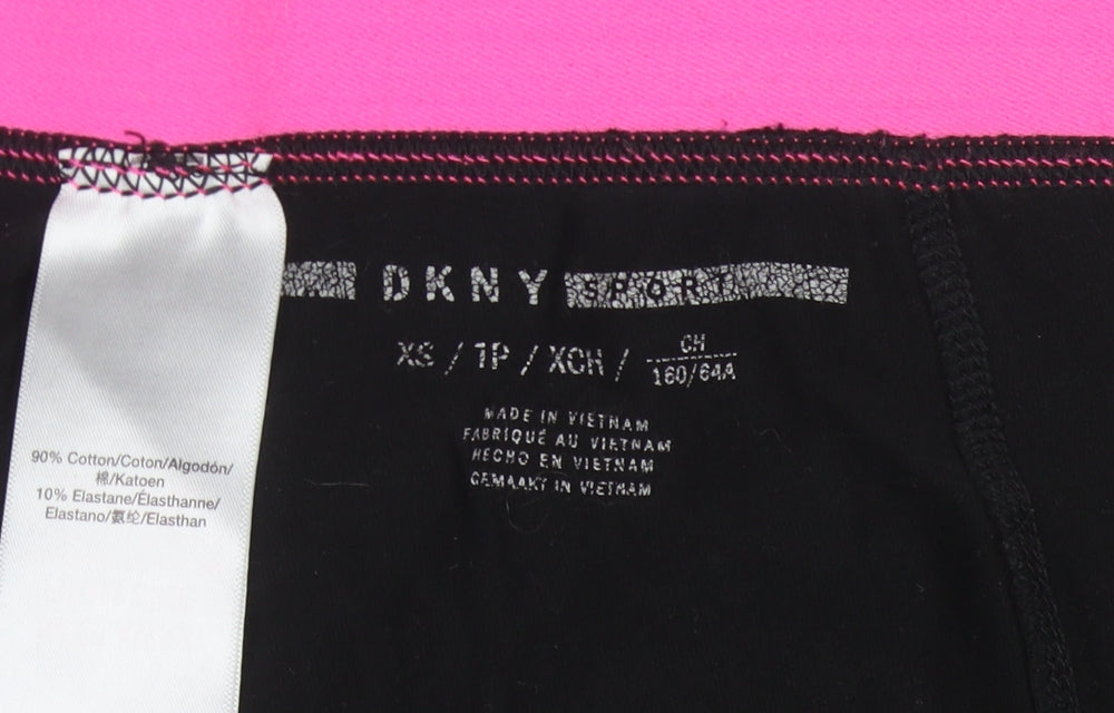 DKNY Women Black Sport Leggings XS Elastic Waist