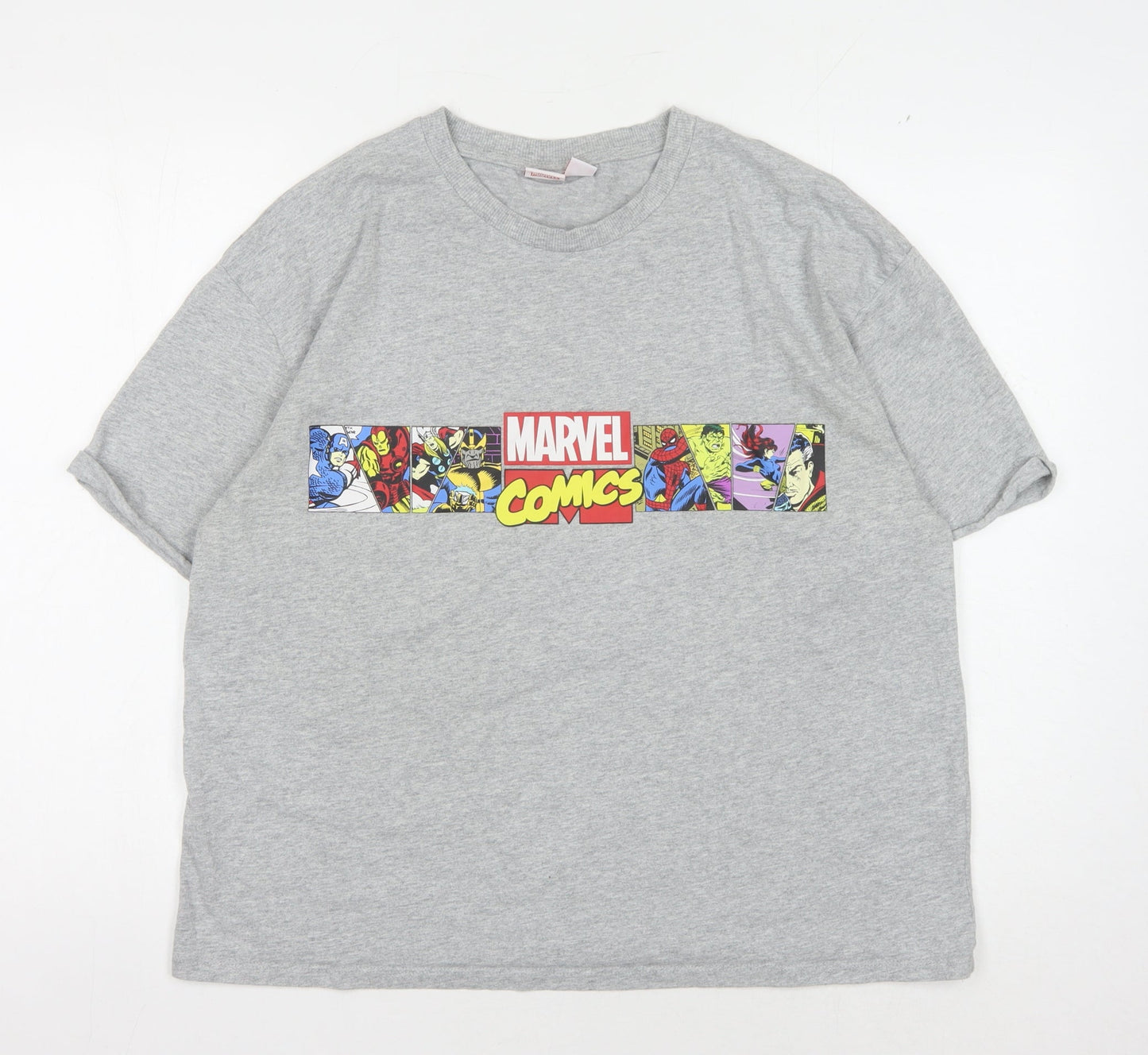 Marvel Comics Grey Unisex T-Shirt L Crew Neck Graphic