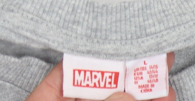 Marvel Comics Grey Unisex T-Shirt L Crew Neck Graphic
