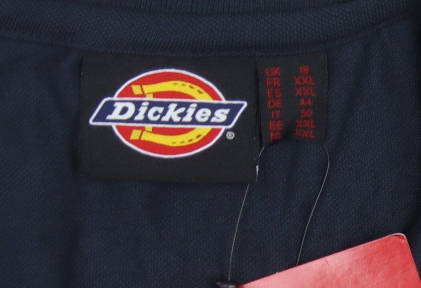 Dickies Unisex Blue Polo Shirt Size 18 Classic Fit