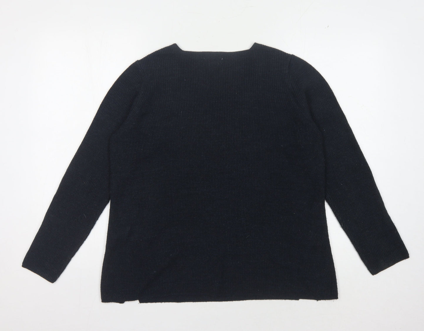 Fat Face Women's Black V-Neck Pullover Jumper Size 12