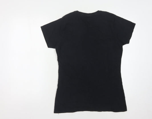 Disney Women's Black T-Shirt - Stitch Cartoon Medium