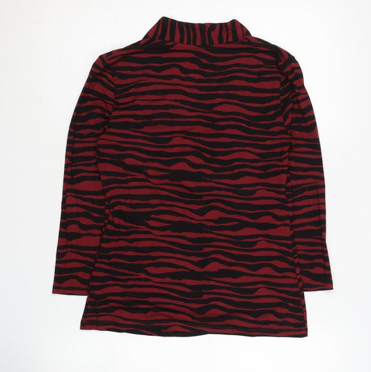 Hobbs Women's Red Animal Print V-Neck Top, Size S