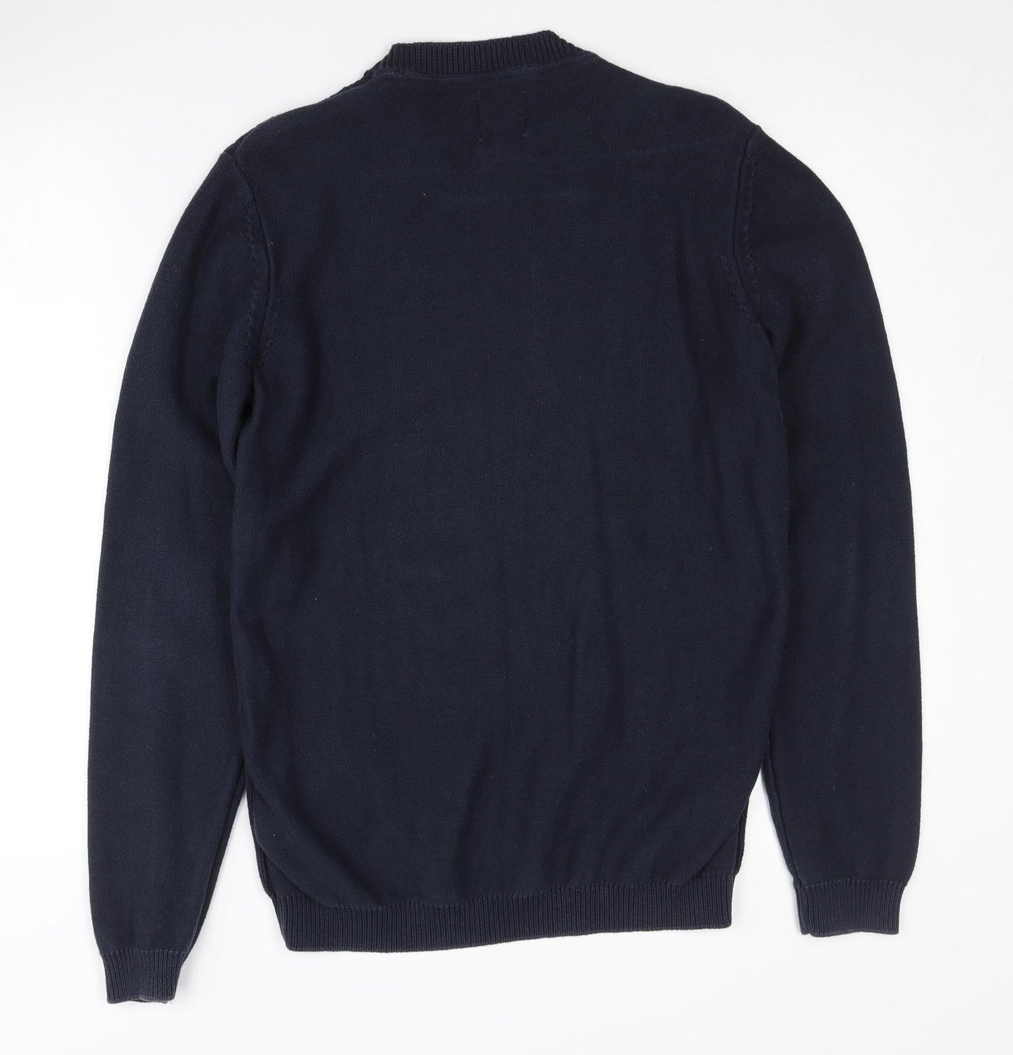 Jack & Jones Men's Blue Cotton Crew Neck Jumper - S