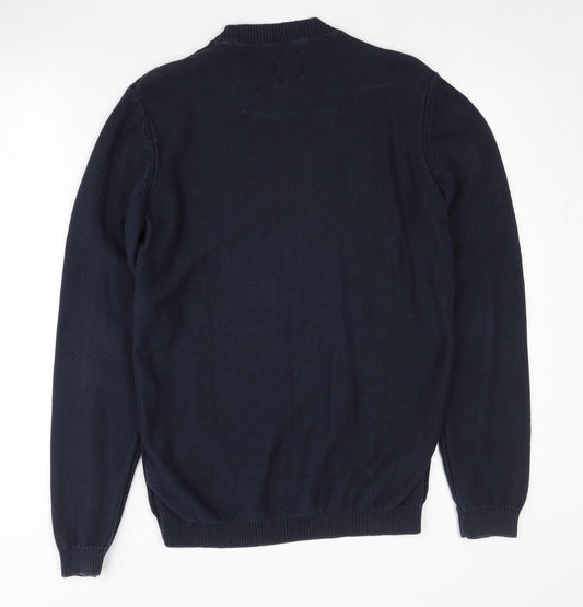 Jack & Jones Men's Blue Cotton Crew Neck Jumper - S