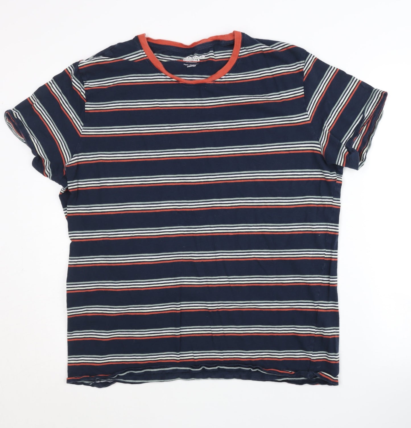 Jack & Jones Men's Blue Striped Crew Neck XL T-Shirt
