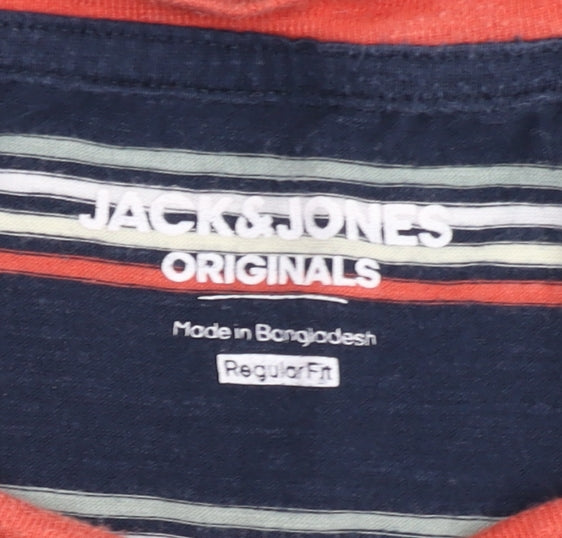 Jack & Jones Men's Blue Striped Crew Neck XL T-Shirt