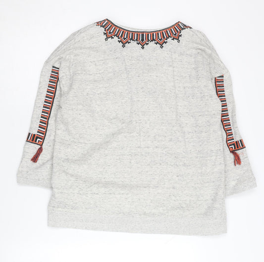 Whistles Women's Grey Sweatshirt, Size S, Embroidered Detail