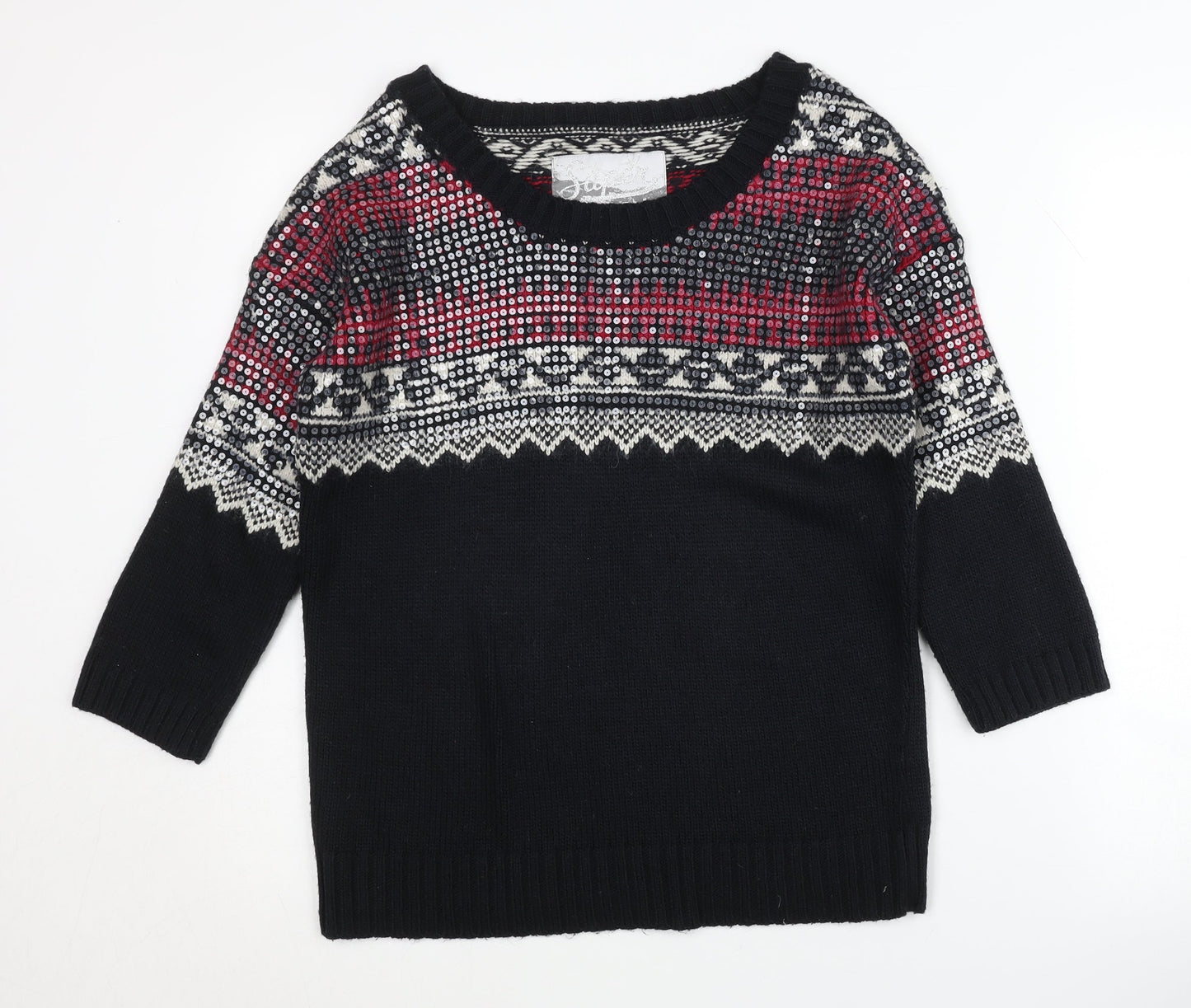 Superdry Women's Black Fair Isle Sequin Jumper