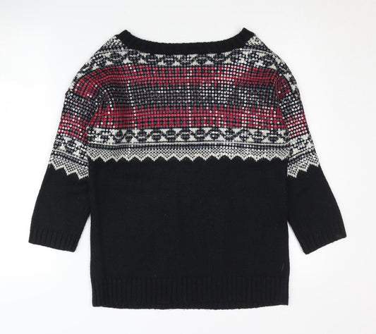 Superdry Women's Black Fair Isle Sequin Jumper