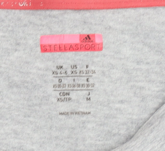 Brand and care label for Adidas Women's Grey XS Cropped T-Shirt - Casual Spring