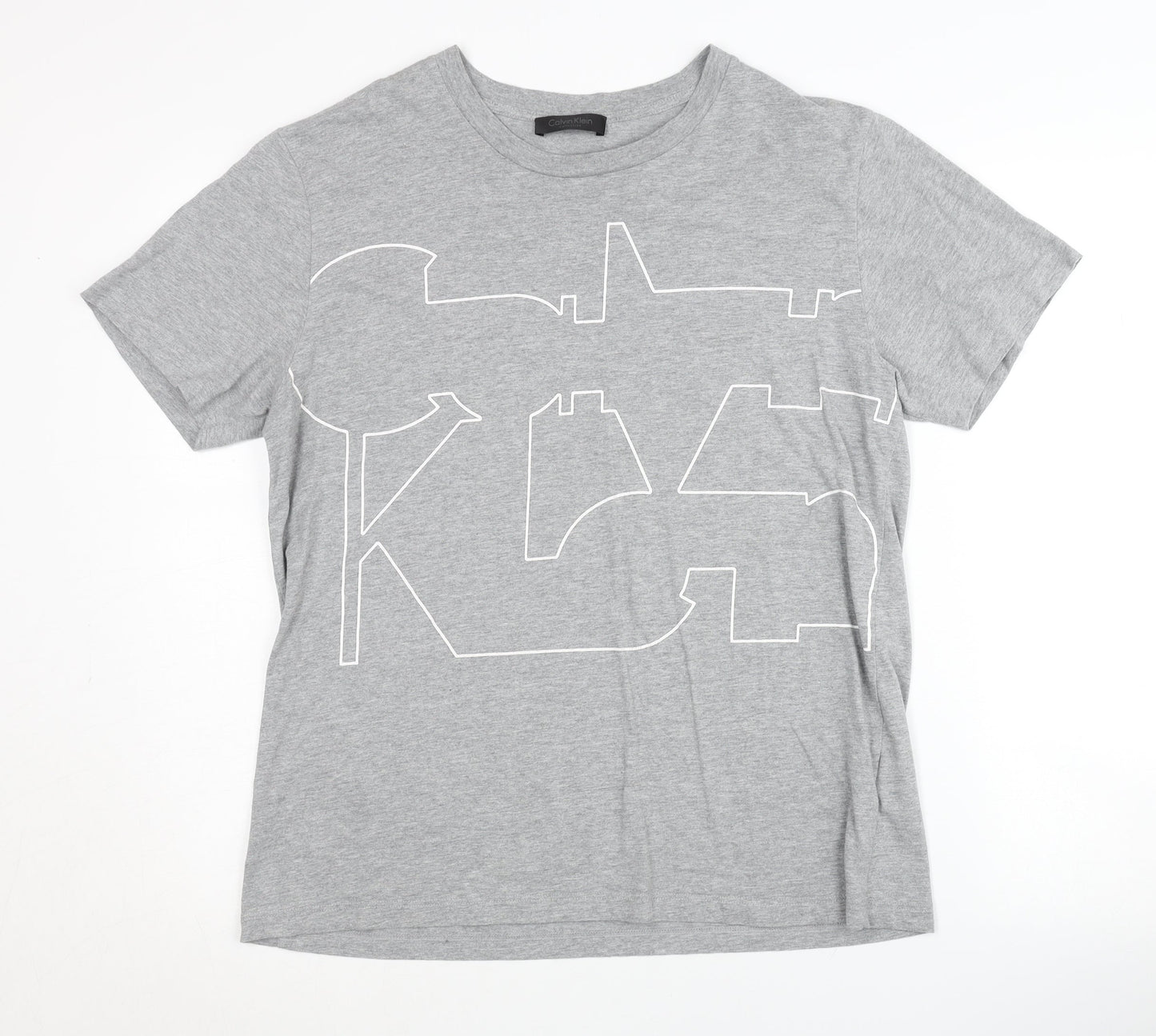 Calvin Klein Men's Grey Graphic Print T-Shirt L