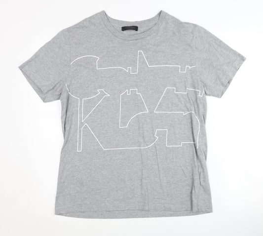 Calvin Klein Men's Grey Graphic Print T-Shirt L