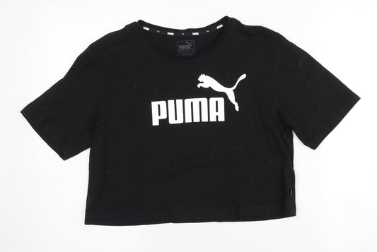 Puma Women's Black Cropped T-Shirt Size 10