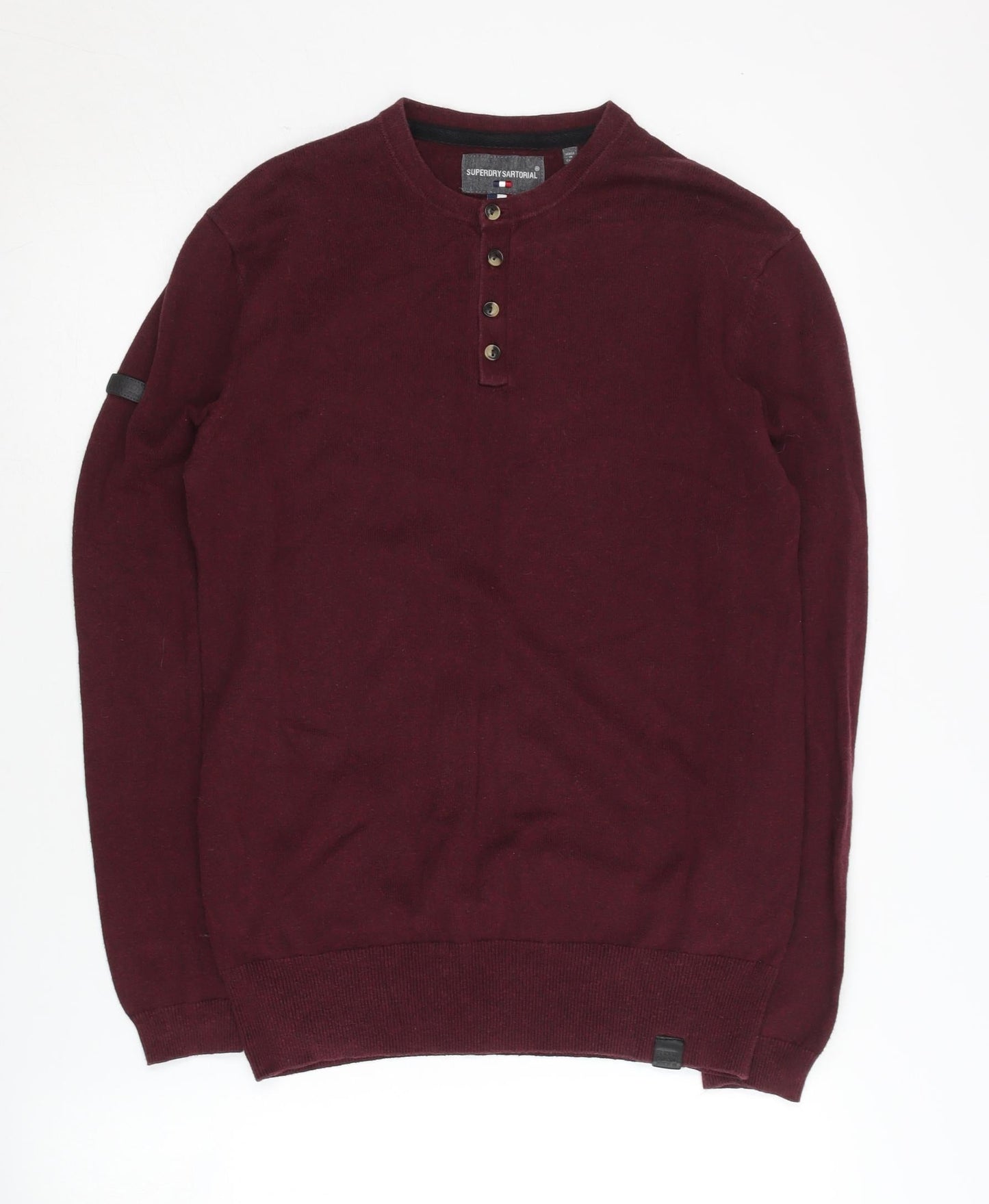 Superdry Men's Red Henley Jumper Small