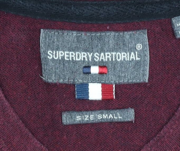 Superdry Men's Red Henley Jumper Small