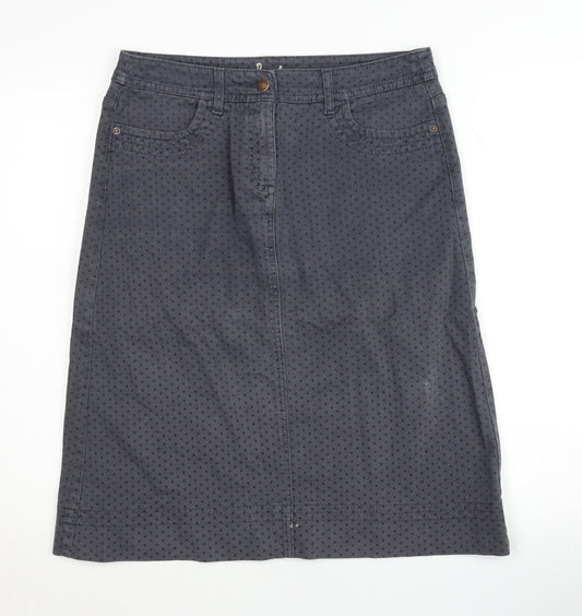 Boden Women's Grey Polka Dot Denim Skirt Size 12