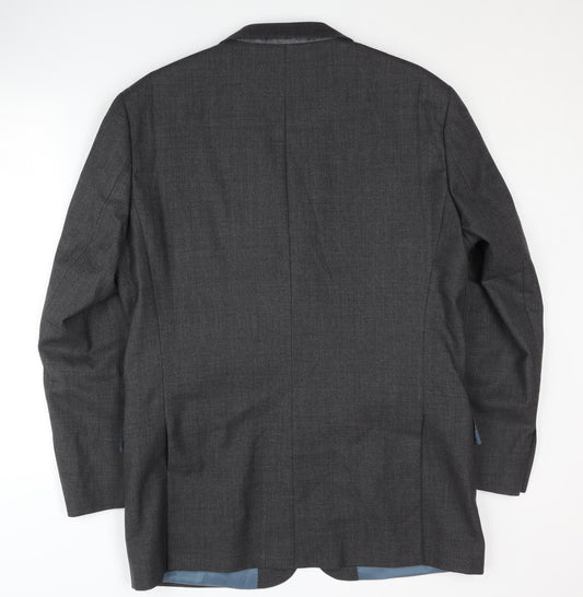 T.M. Lewin Men's Grey Wool Blazer Jacket 43R