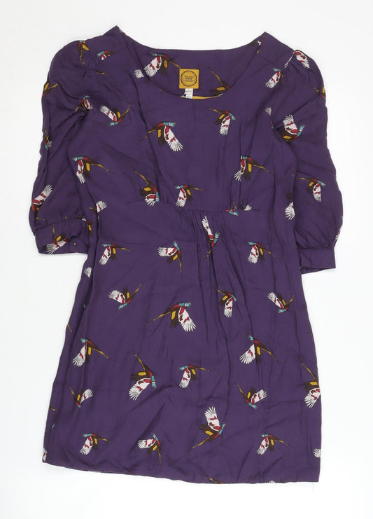 Joules Women's Purple Viscose Dress - Size 6