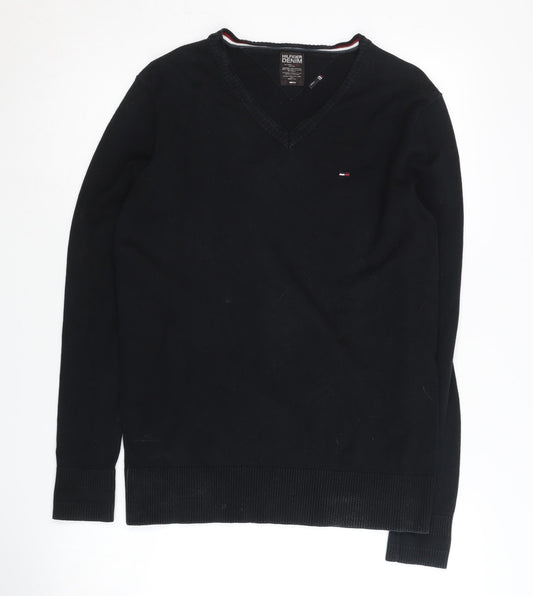 Hilfiger Denim Men's Black V-Neck Pullover Jumper S