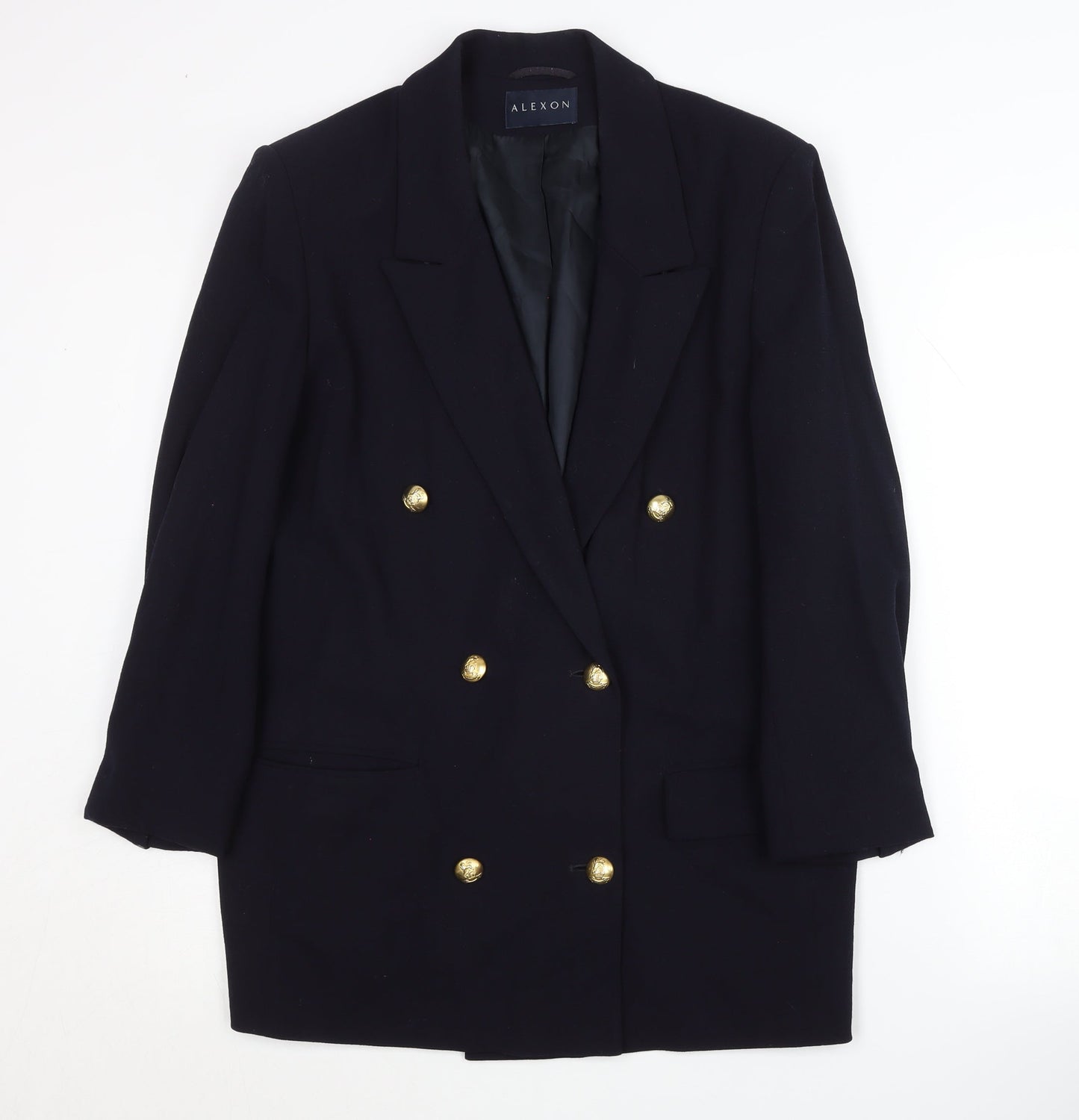 Alexon Women's Black Wool Blazer Size 12, Double-Breasted