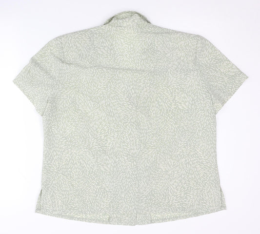 Eastex Women's Green Floral Button-Up Top, Size 14