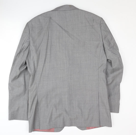 T.M. Lewin Men's Grey Wool Blazer, Size 40R, Regular Fit