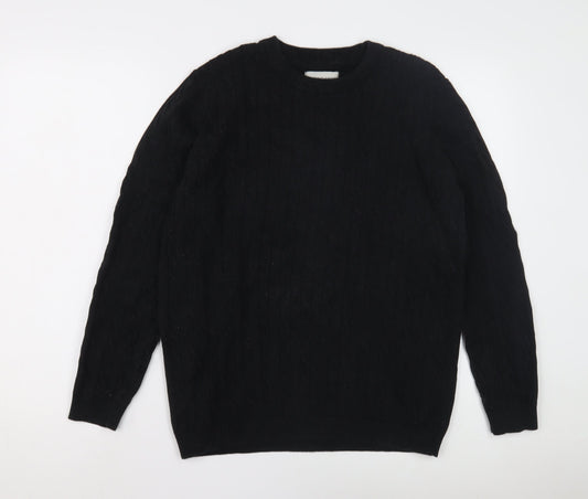 Racing Green Mens Black Cable Knit Pullover Jumper L