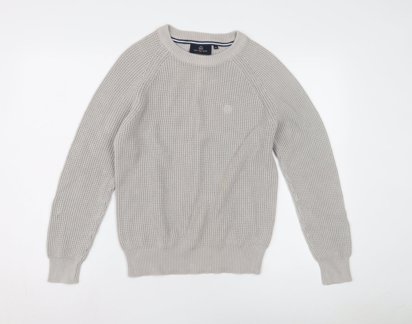 Duck and Cover Men's Grey XL Chunky-Knit Pullover