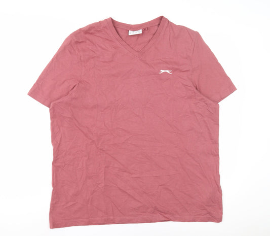 Slazenger Men's Red V-Neck T-Shirt, Size L