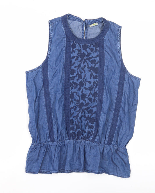 Gap Women's Blue Tunic Blouse M Sleeveless Denim