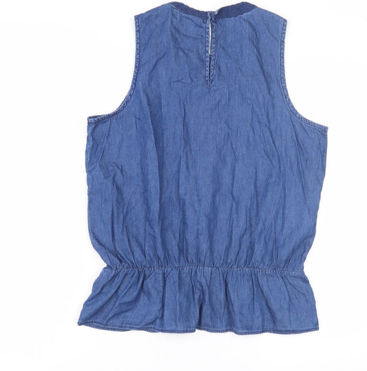 Gap Women's Blue Tunic Blouse M Sleeveless Denim
