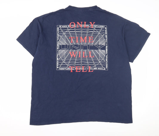 boohooMAN Men's Blue Graphic Print T-Shirt L
