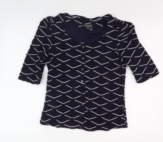 Womens UK Size M Alexon Blue Acrylic Blend Button-Up