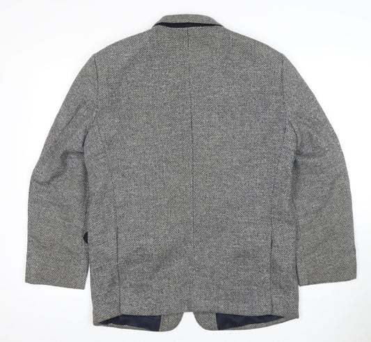 C&A Men's Grey Short Length Herringbone Blazer